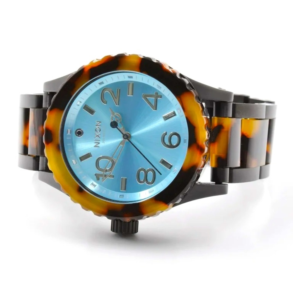 NWT nixon 38 20 tortoise watch with blue face